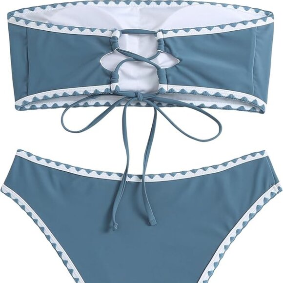 Blue Bandeau bikini. - Picture 2 of 5